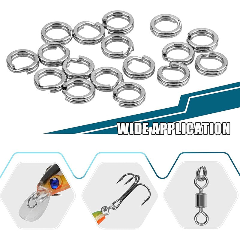 Anillos divididos de acero inoxidable para pesca, 5 tamaños, alta resistencia, gran fuerza de tracción, conector de señuelo de pesca, 200/250 Uds.