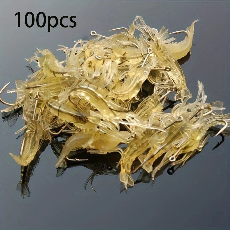 Señuelos de camarones Goture, Señuelos de pesca de camarones suaves para agua dulce y salada, juego de cebo luminoso para camarones con cuentas de gancho afiladas, 5/10/20 piezas