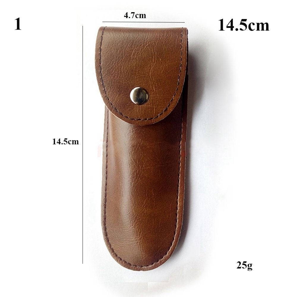 Funda para cuchillo plegable marrón, herramienta para linterna, cinturón, estuche protector, Funda de cuero, bolsillo, caza, campamento, equipo de transporte al aire libre