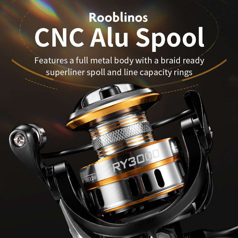 ROOBLINOS RY carretes giratorios para pesca en agua salada, carrete de pesca de agua dulce, marco de Metal ultraligero, carretes de pesca lisos y resistentes de alta velocidad