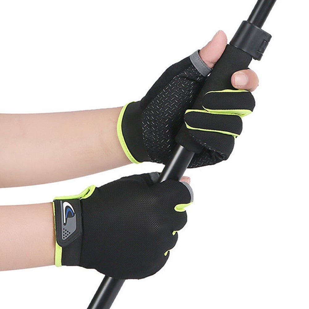 Guantes de pesca de verano para hombre y mujer, guantes de pesca transpirables con corte de dos dedos para pantalla táctil, antideslizantes, a prueba de sol, para ciclismo y Fitness