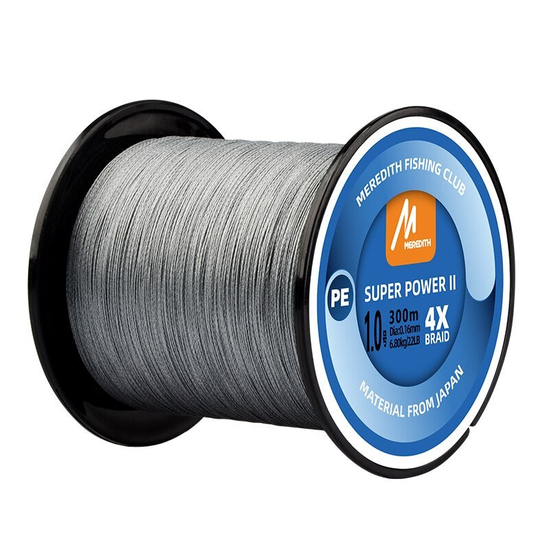 MEREDITH-línea de pesca trenzada de PE, 4 hebras, 300M, 15-80lb, sedal de pesca suave multifilamento para señuelo de pesca