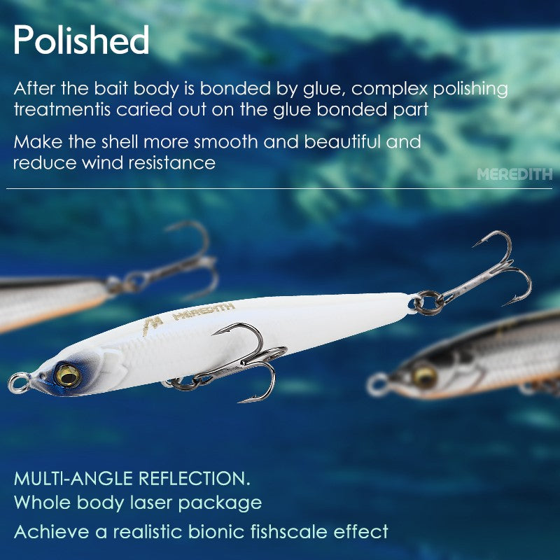 MEREDITH Jerk lápiz que se hunde señuelo de pesca Wobbler lubina aparejos de pesca señuelos accesorios de pesca señuelos de agua salada cebo de peces curricán
