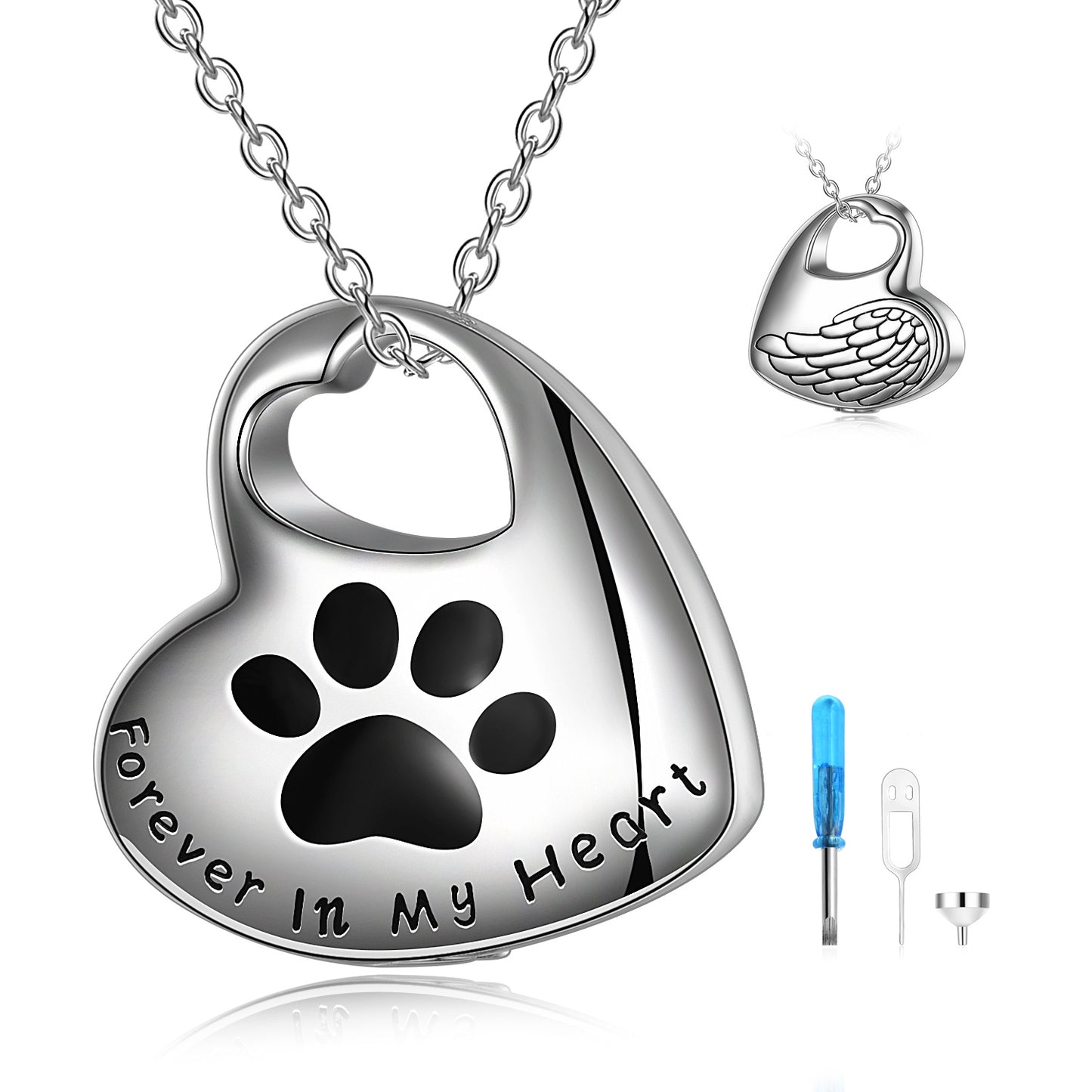 Collar de urna de plata de ley con forma de pata de mascota para joyería de cremación, tanatología