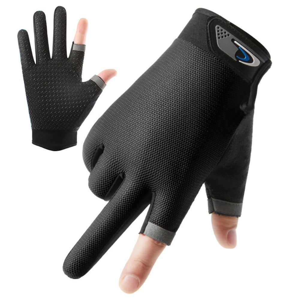 Guantes de pesca de verano para hombre y mujer, guantes de pesca transpirables con corte de dos dedos para pantalla táctil, antideslizantes, a prueba de sol, para ciclismo y Fitness