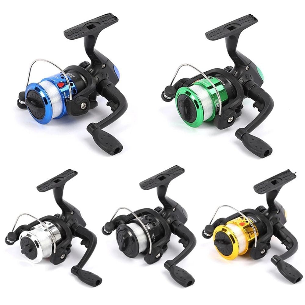 Ruedas de arrastre portátiles, carrete de pesca ultraligero, relación de engranaje 5,2: 1, carrete giratorio con sedal de pesca de 60m, suministros de pesca
