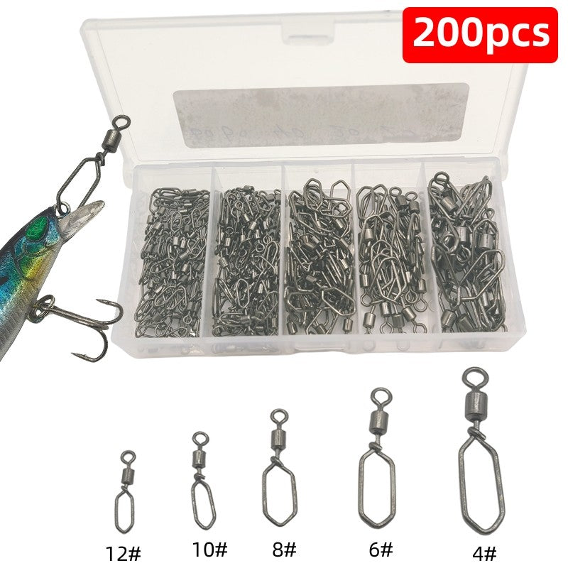 50/200 piezas de conector de clavija cuadrada giratoria de acero inoxidable, anillo de 8 figuras, accesorios de pesca