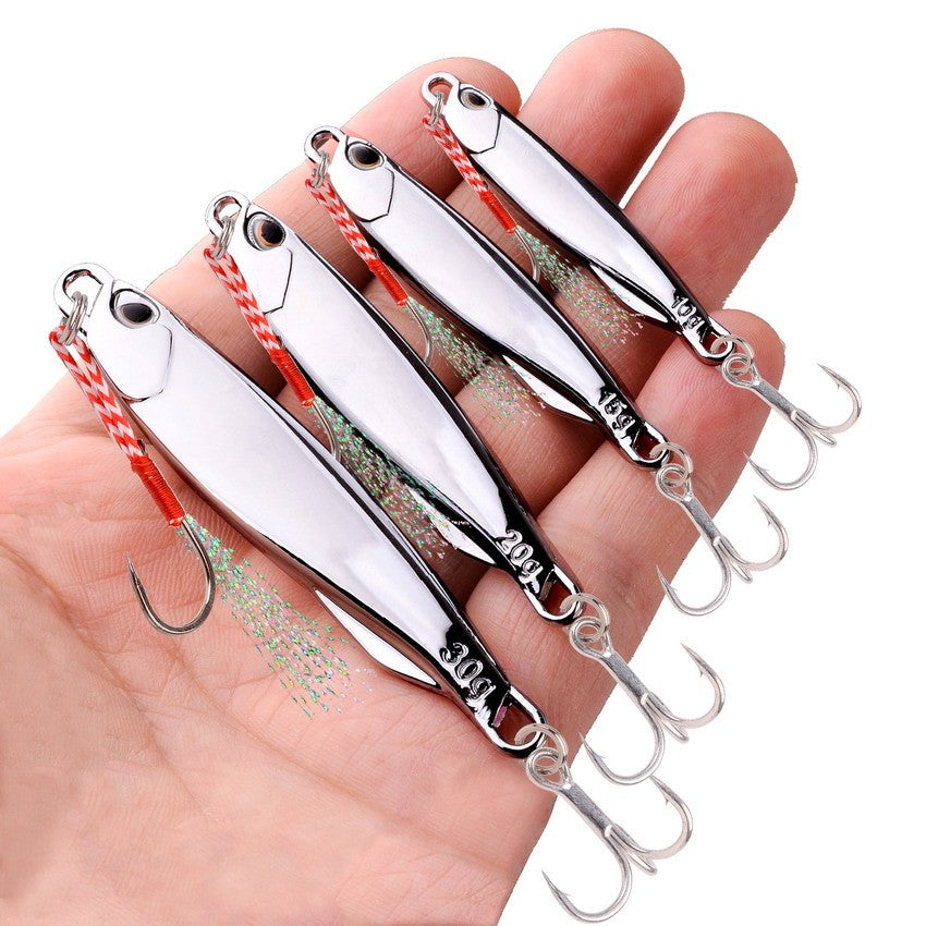 Juego de Señuelos de Pesca, 10 Uds., plantillas de 20G, 30G, 40G, Jigbait, señuelo de Pesca chapado en plata, señuelos fundidos en la orilla, cebo de Metal, señuelo de Pesca Artificial
