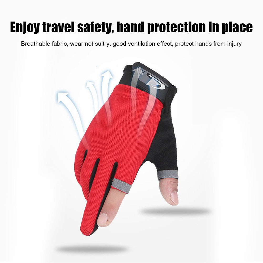 Guantes de pesca de verano para hombre y mujer, guantes de pesca transpirables con corte de dos dedos para pantalla táctil, antideslizantes, a prueba de sol, para ciclismo y Fitness