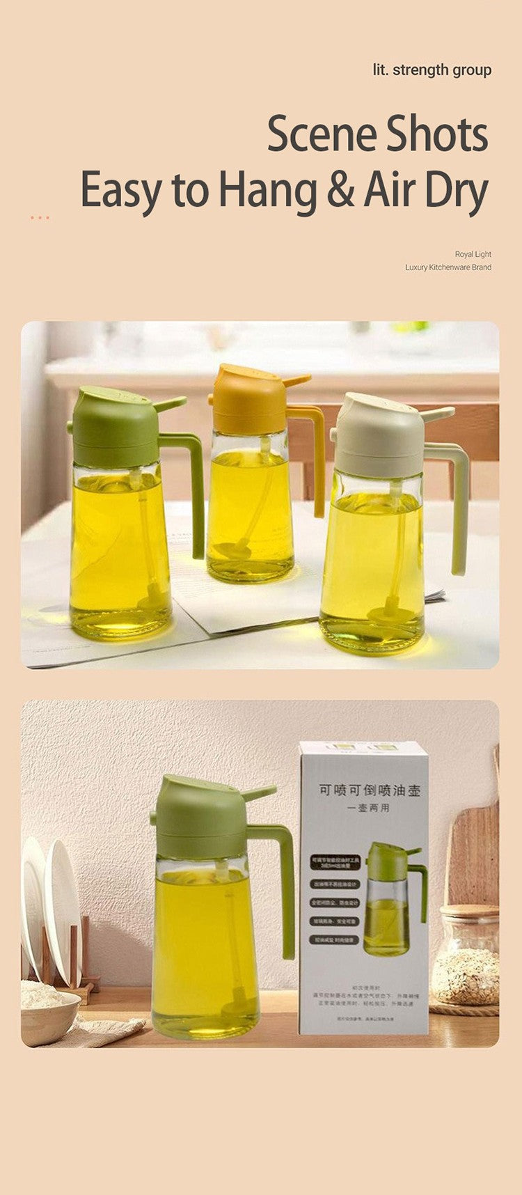 Dispensador de aceite de vidrio