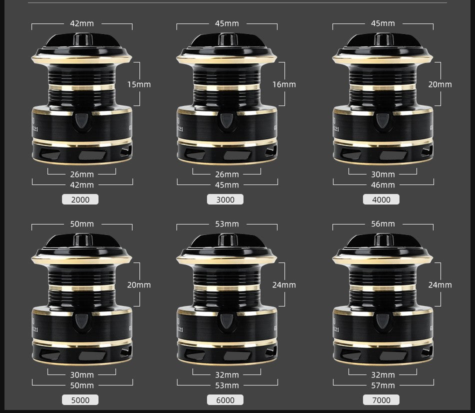 Carrete giratorio de arrastre máximo de 8KG para pesca AC3000 4000 5000, carrete de Metal con mango, plantilla de mar, carrete de carpa, rueda de bobina de pesca