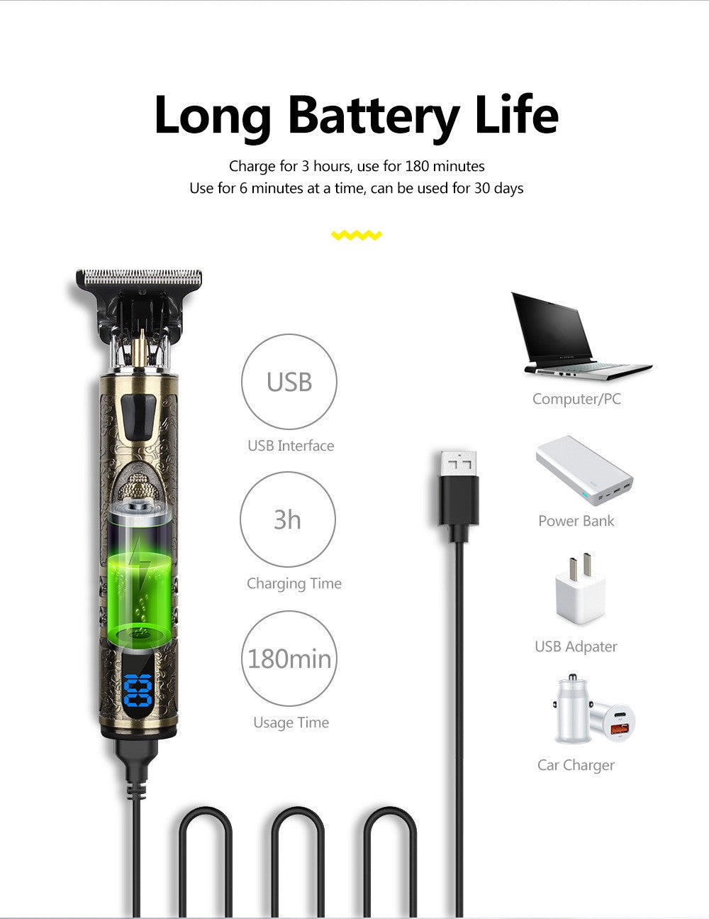 Maquina para cortar cabello T9 para hombre