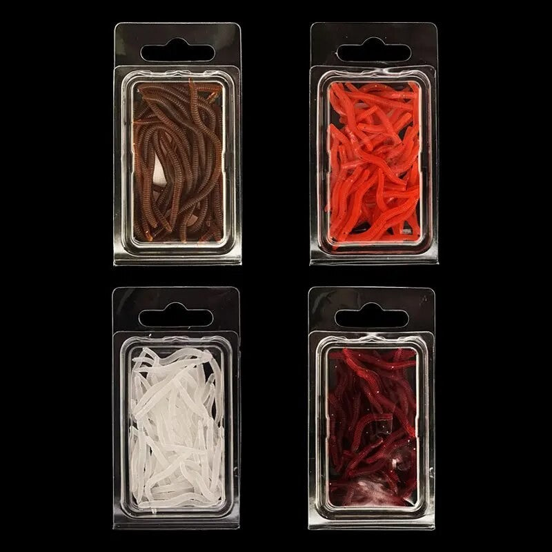 BURLE-Señuelos blandos rojos con olor a pescado realista, simulación de lombriz de tierra, gusanos rojos, señuelos de pesca artificiales