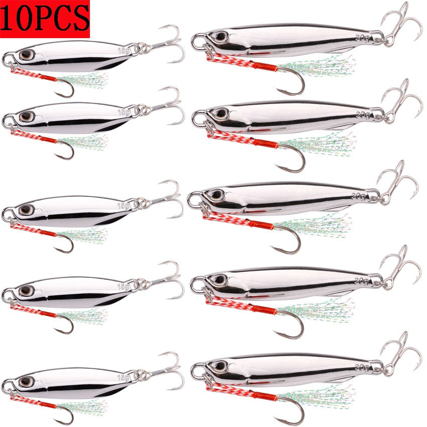 Juego de Señuelos de Pesca, 10 Uds., plantillas de 20G, 30G, 40G, Jigbait, señuelo de Pesca chapado en plata, señuelos fundidos en la orilla, cebo de Metal, señuelo de Pesca Artificial