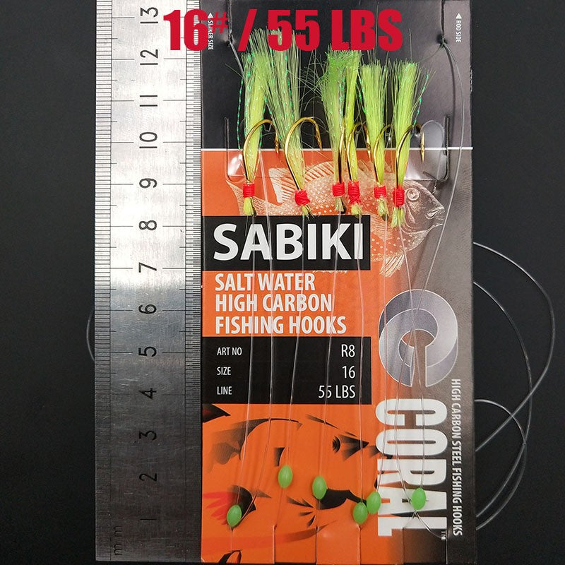 Lunker Sabiki-señuelo intermitente, anzuelo de aparejo, cebo suave, lombriz luminosa, caballa oscura, pesca, pargo, muleta de cabeza plana, tiburón