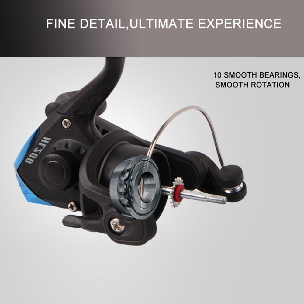 Ruedas de arrastre portátiles, carrete de pesca ultraligero, relación de engranaje 5,2: 1, carrete giratorio con sedal de pesca de 60m, suministros de pesca