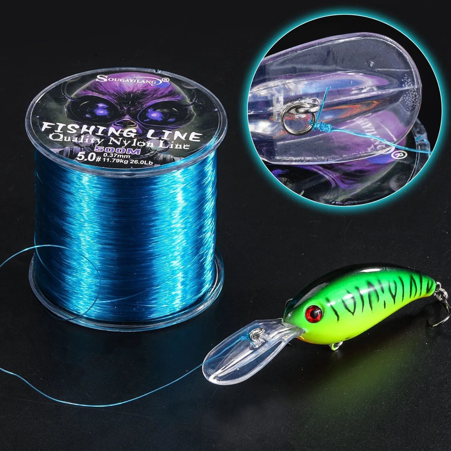 Línea de pesca de nailon Sougayilang, 100m, 500m, línea monofilamento japonesa súper fuerte, arrastre máximo 7-38LB, línea de carpa de agua dulce y salada
