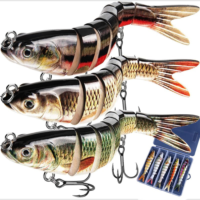 Señuelo de Pesca multiarticulado, cebo segmentado biónico de hundimiento lento, aparejos oscilantes para Pesca de lubina de agua dulce y salada, 10/8/5/3/1 piezas