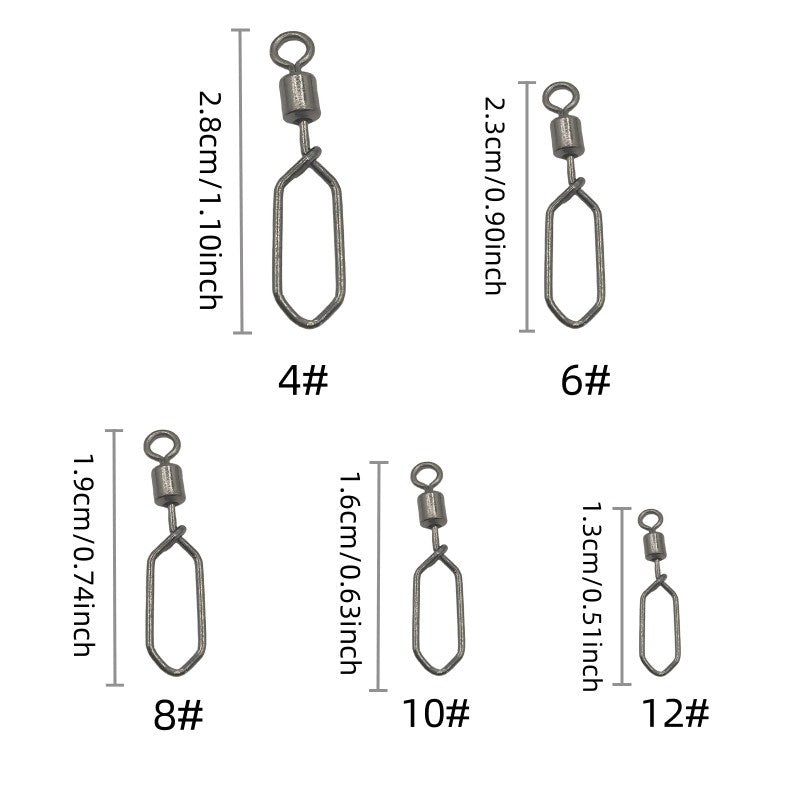 50/200 piezas de conector de clavija cuadrada giratoria de acero inoxidable, anillo de 8 figuras, accesorios de pesca