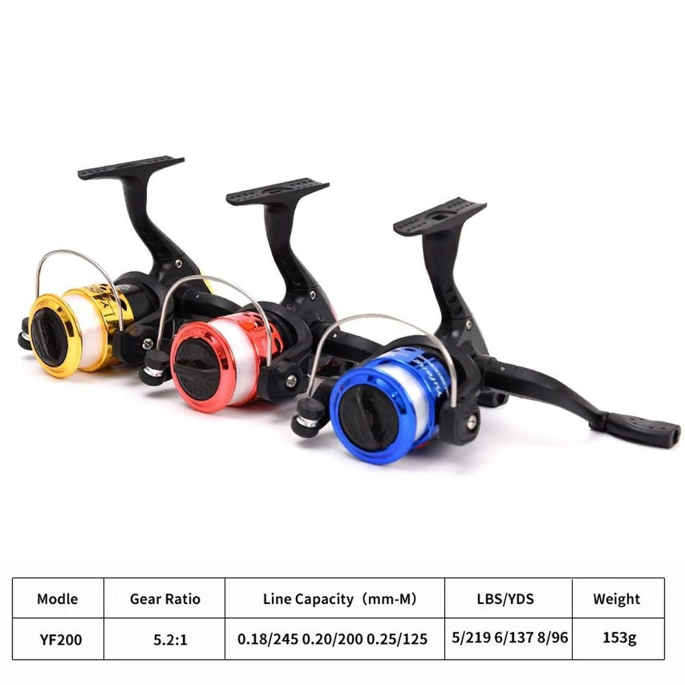 Ruedas de arrastre portátiles, carrete de pesca ultraligero, relación de engranaje 5,2: 1, carrete giratorio con sedal de pesca de 60m, suministros de pesca