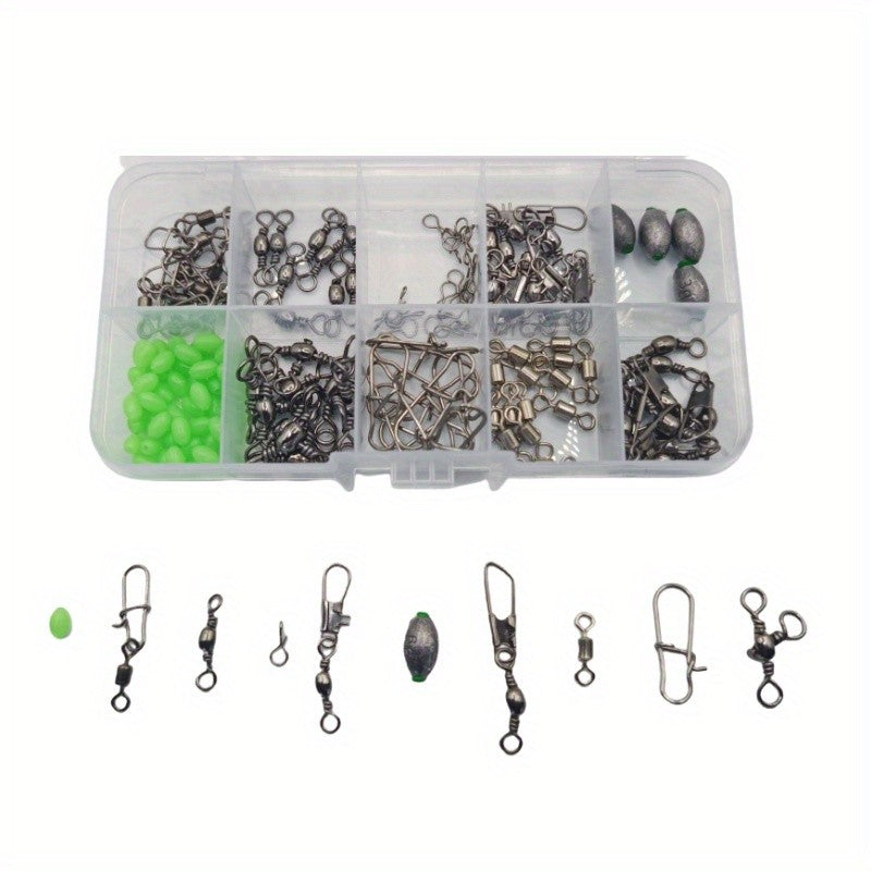 Juego de conectores de pesca de 150 Uds., spinner de cambio rápido, plomo para huevos, cuentas luminosas