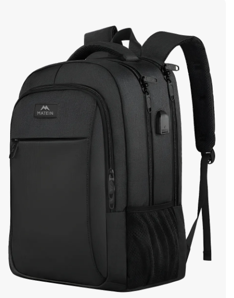 Mochila Para Laptop De 15.6 Pulgadas, Mochila De Viaje Para Laptop, Con Puerto Carga Usb, Ideal Para Negocios, Mejor Mochila Para Escolar, Antirrobo Matein 1007 Color Negro