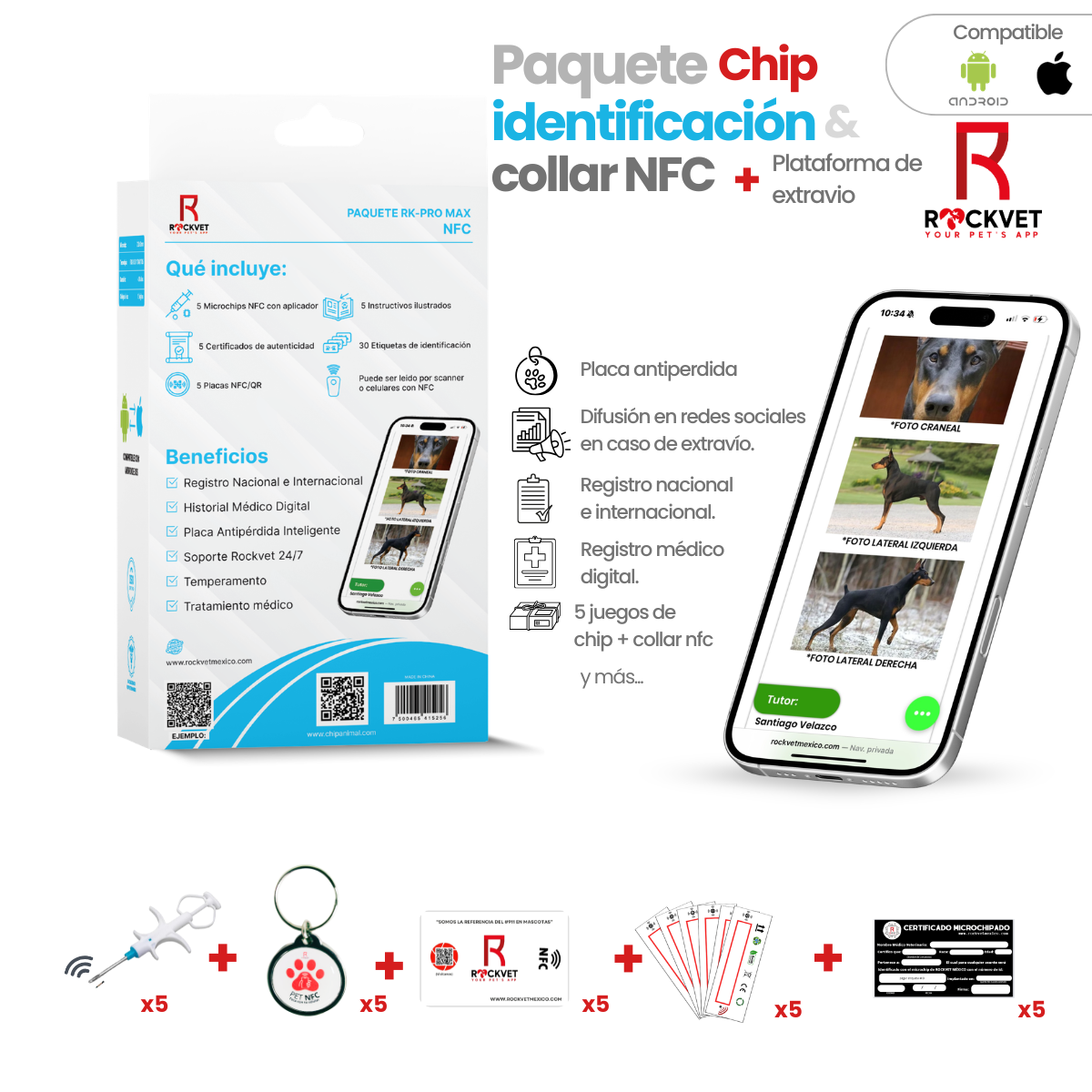 Paquete chip animal NFC & collar NFC