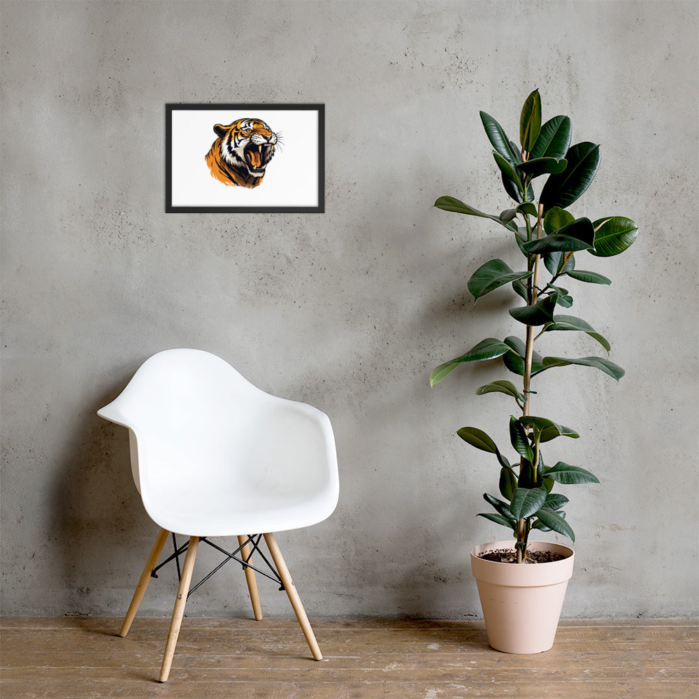 Tiger strength poster on photo paper with frame