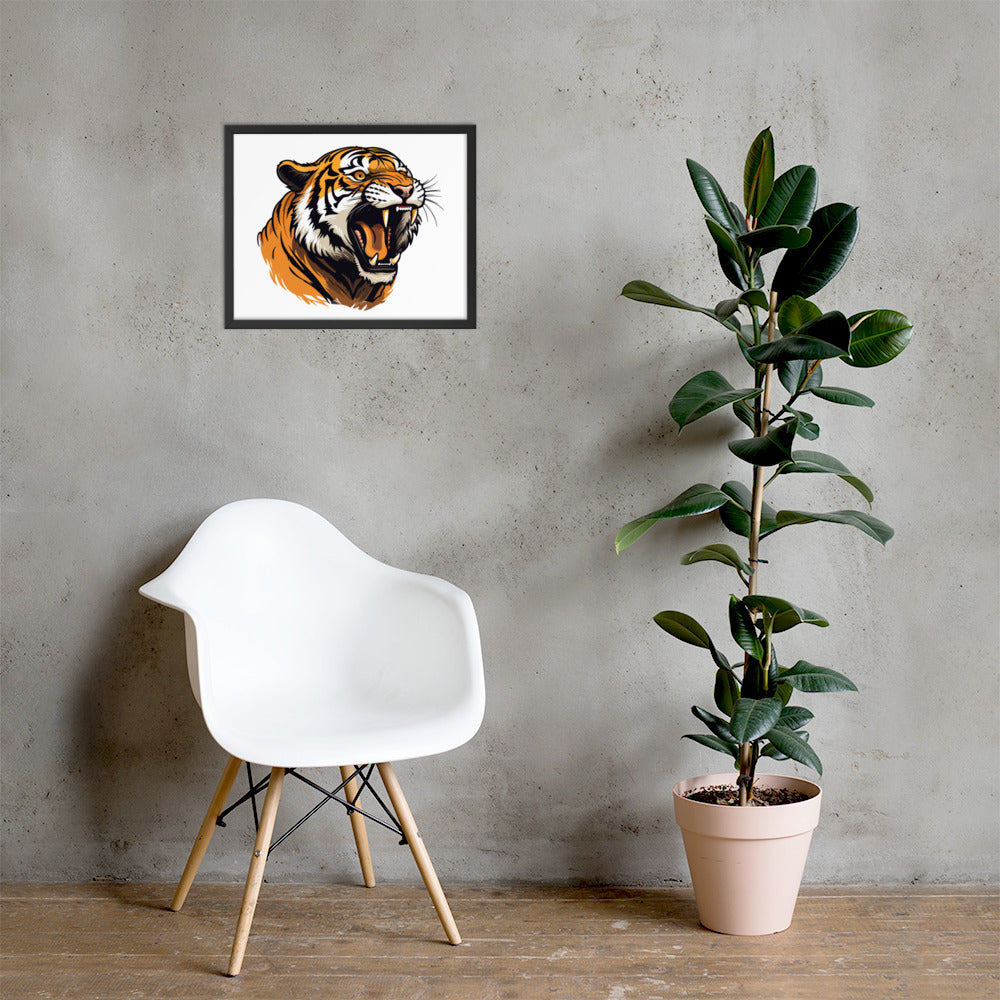 Tiger strength poster on photo paper with frame