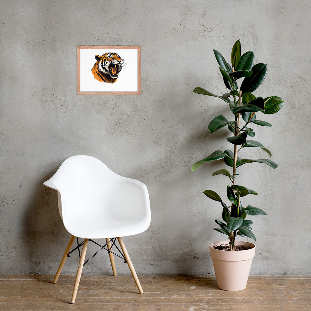 Tiger strength poster on photo paper with frame