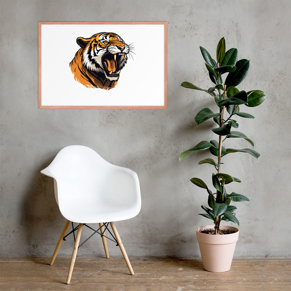 Tiger strength poster on photo paper with frame