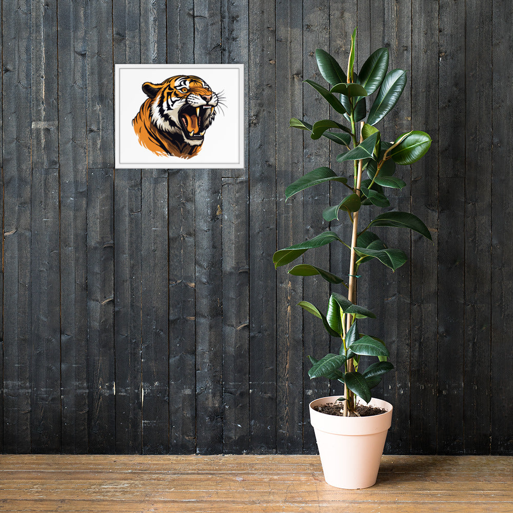 Tiger strength poster on photo paper with frame